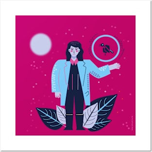 Winter bird chinese festival woman Posters and Art